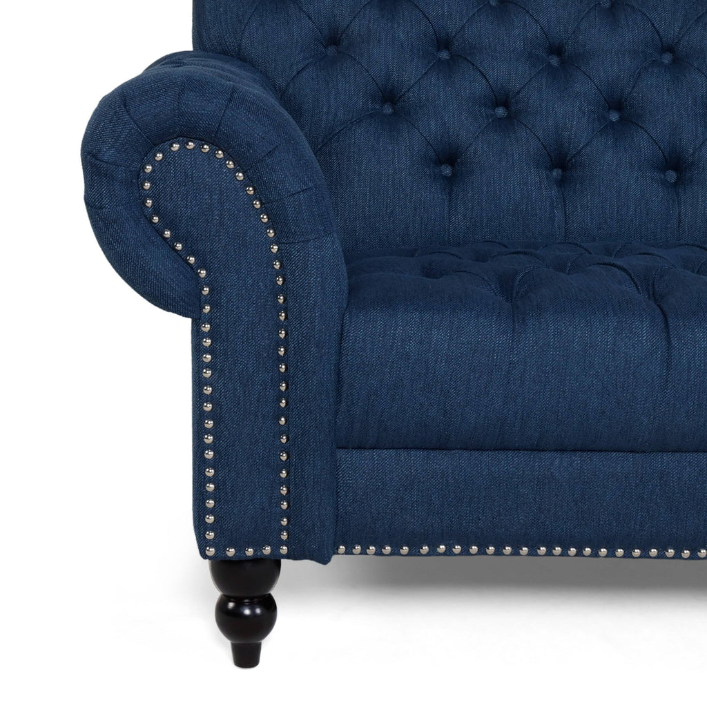 Charcoal Button Tufted Fabric 3 Seater Sofa C33972