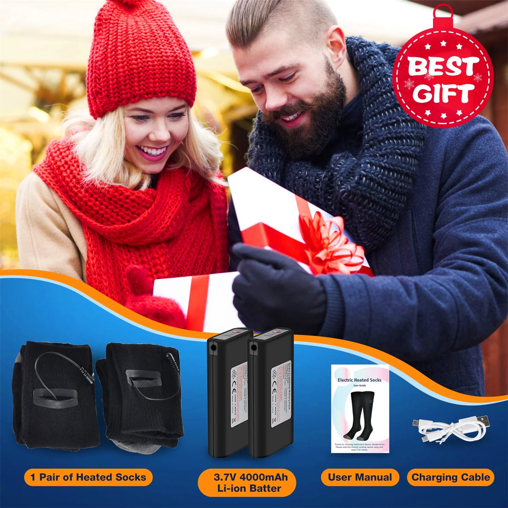 Heated Socks with 4000mAh Battery, M (Black) Y878