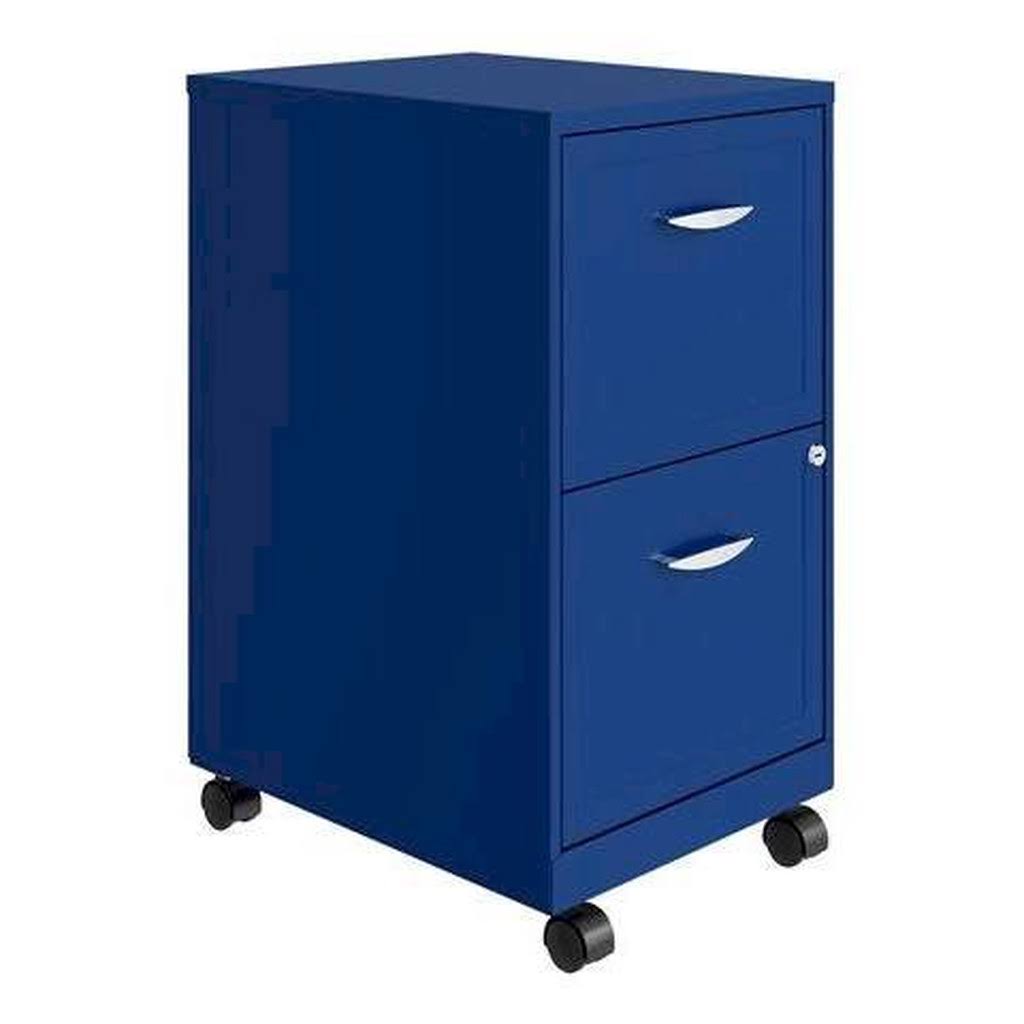 Blue 2 Drawer Steel Mobile Filing Cabinet L8664