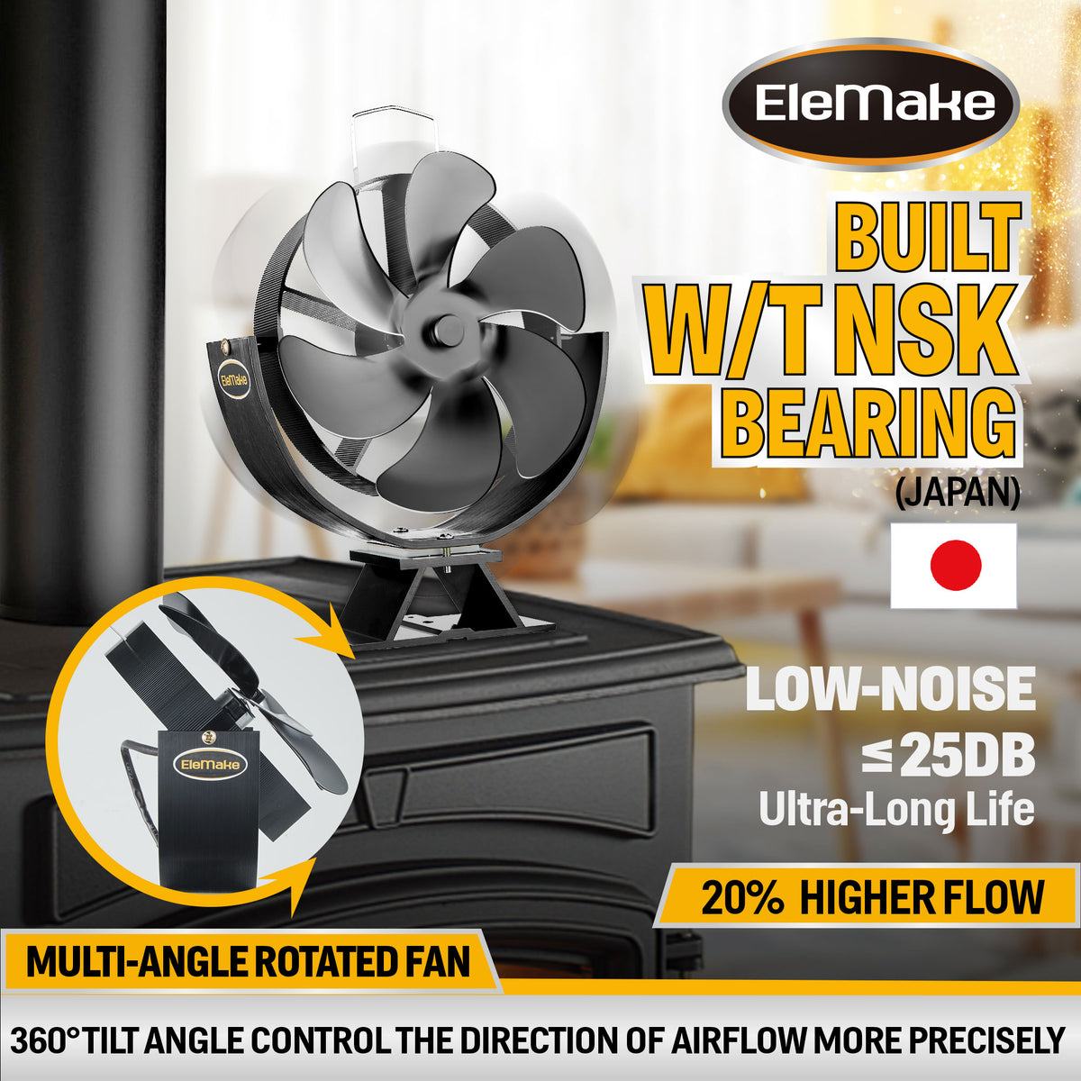 6-Blade Heat Powered Fireplace Fan R588024