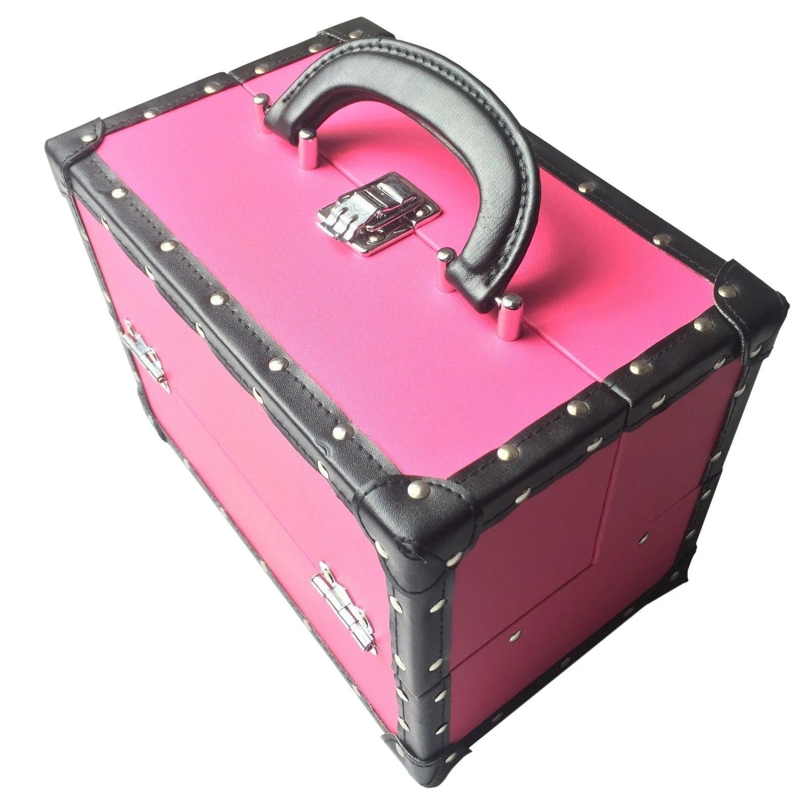 Pink Trunk Train Case with Makeup C854687