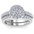 2 1/4 Carat Round Lab Grown Diamond Bridal Set In 14K White Gold A4300