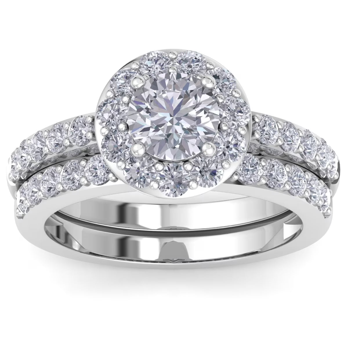 2 1/4 Carat Round Lab Grown Diamond Bridal Set In 14K White Gold A4300