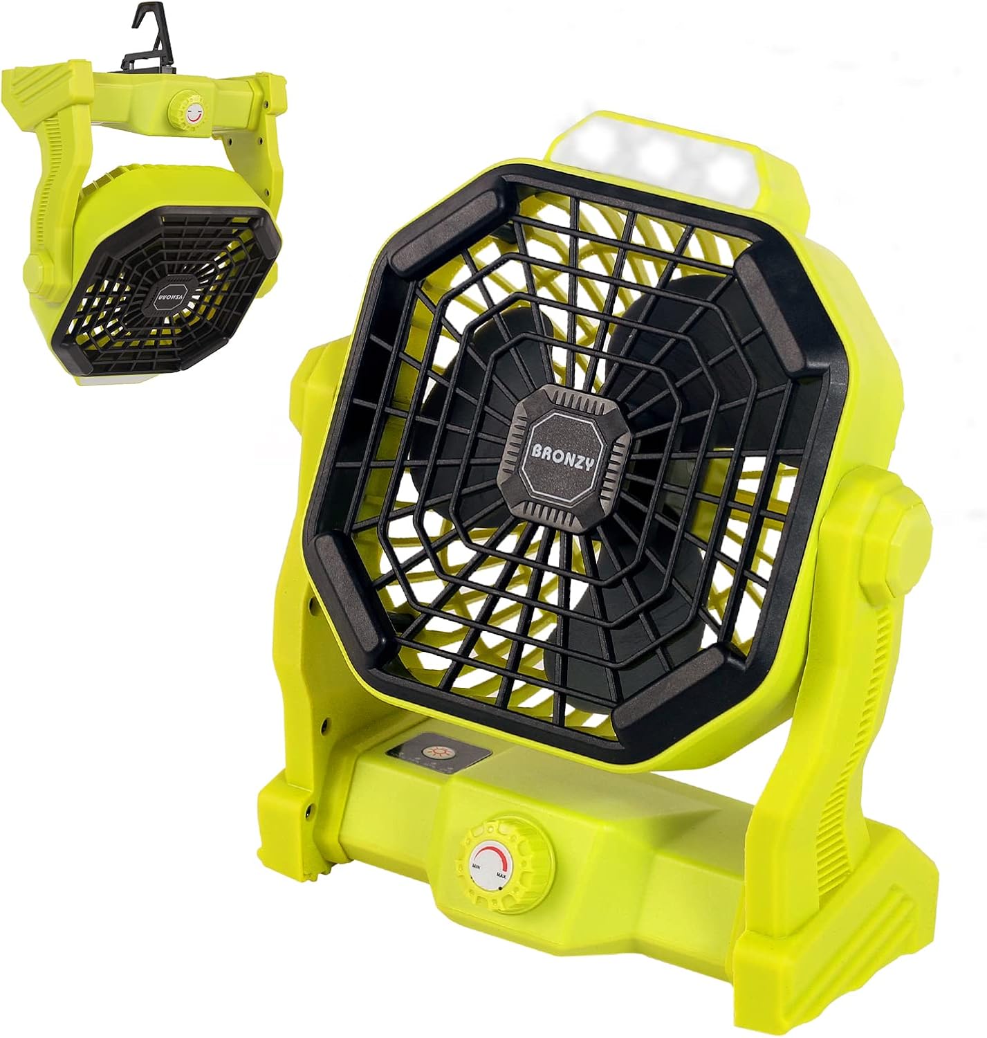 Rechargeable Portable USB Tent Fan with Light & Hook, Pack of 2 N33370