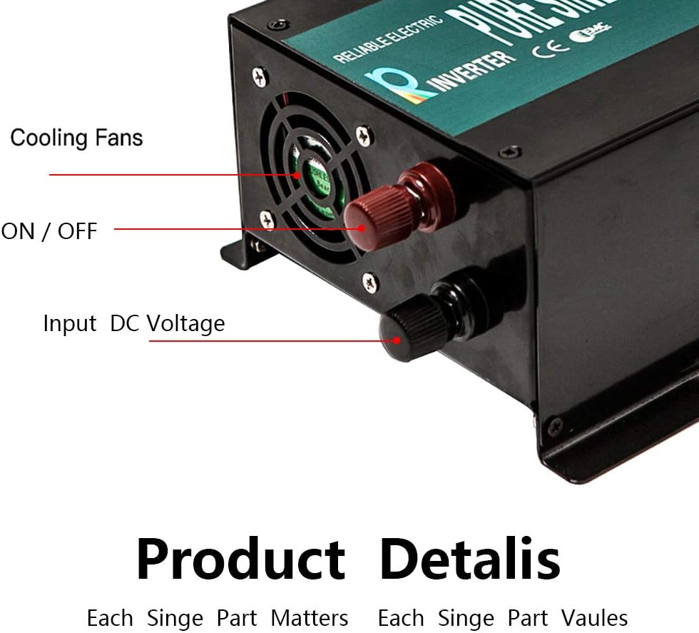 300W Pure Sine Wave Car Power Inverter 24VDC Black X6620