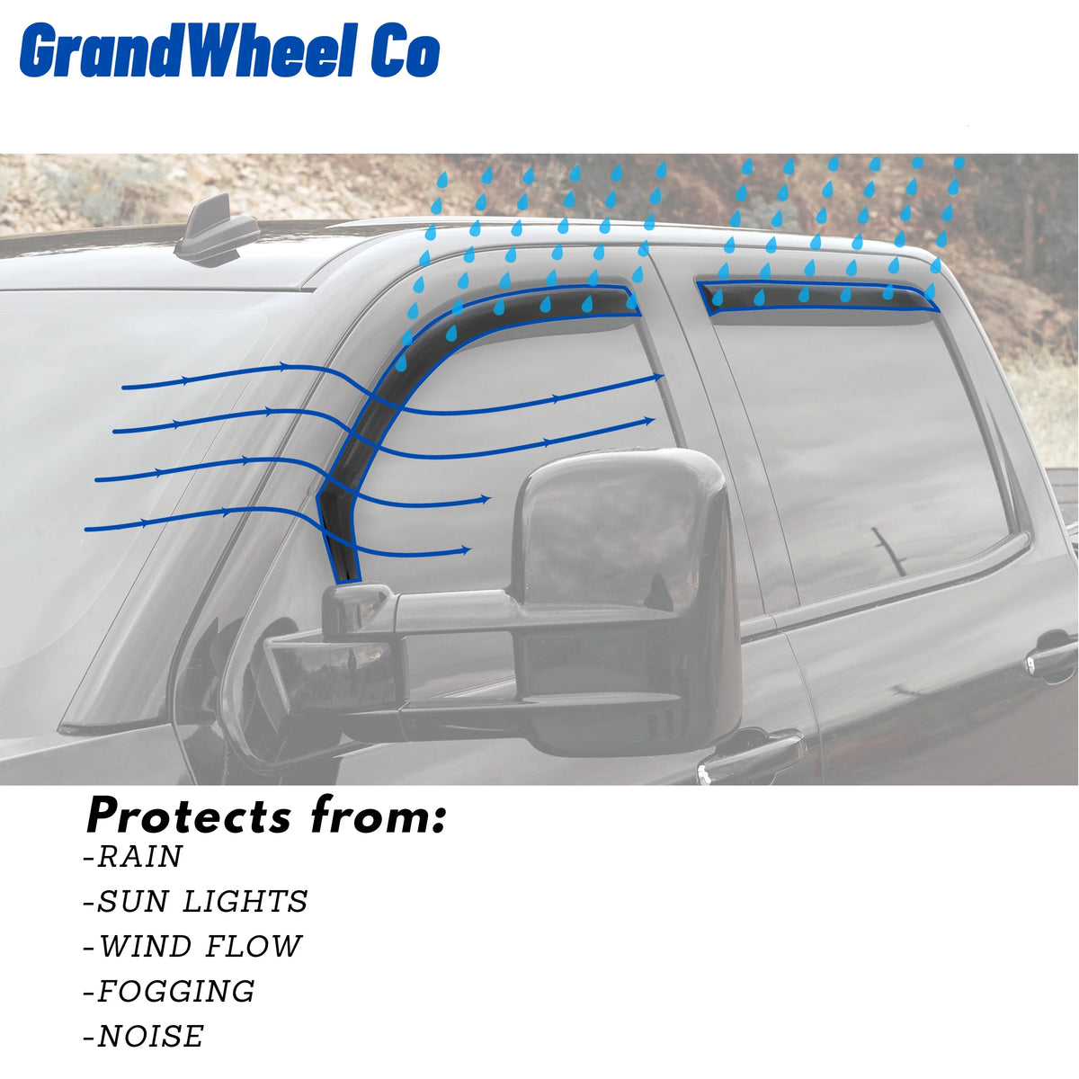 Smoke Tinted in-Channel Side Window Vent Visor Deflectors Rain Guards 4 pcs B41738