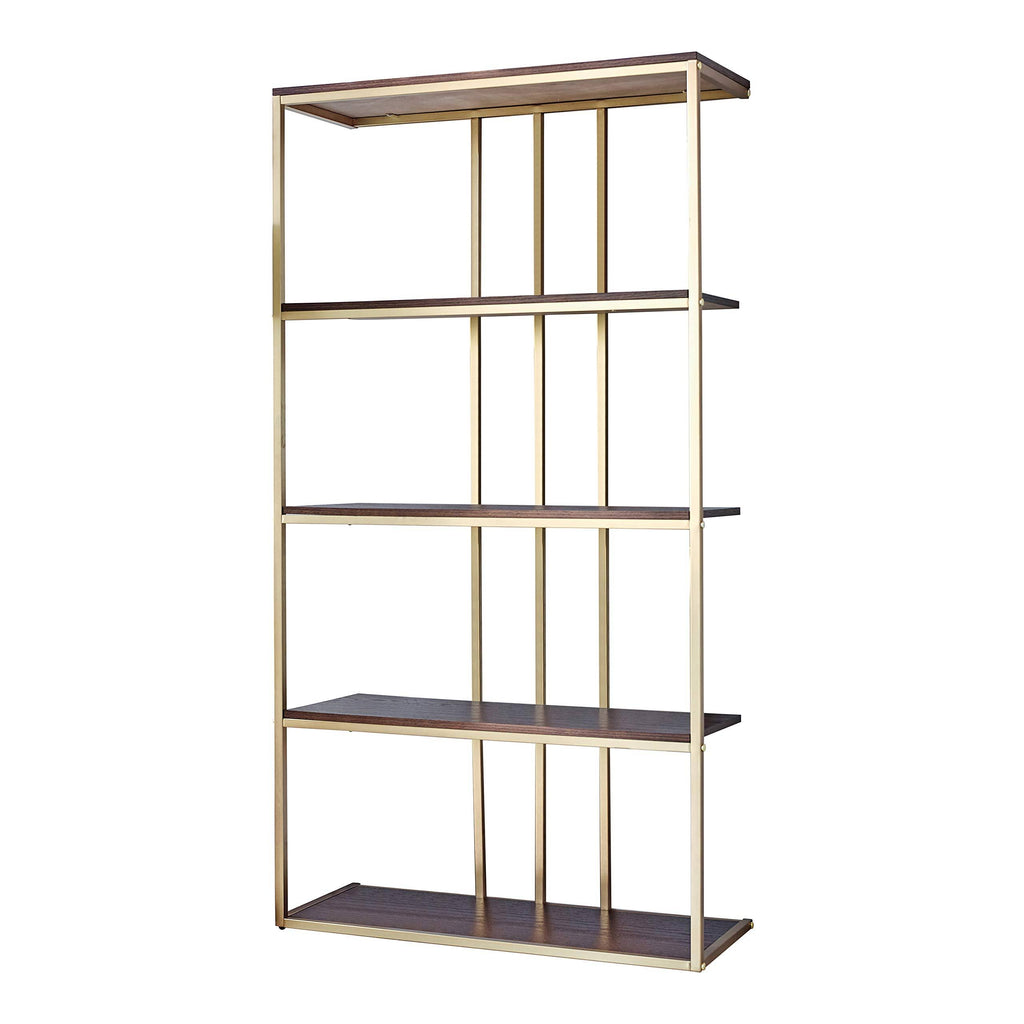 Matte Brass and Cherry Bookcase V87326