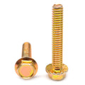 3/8-16 x 5/8 Coarse Thread Grade 5 Hex Flange Screw with Serration Medium Carbon Steel Yellow Zinc Plated C206329