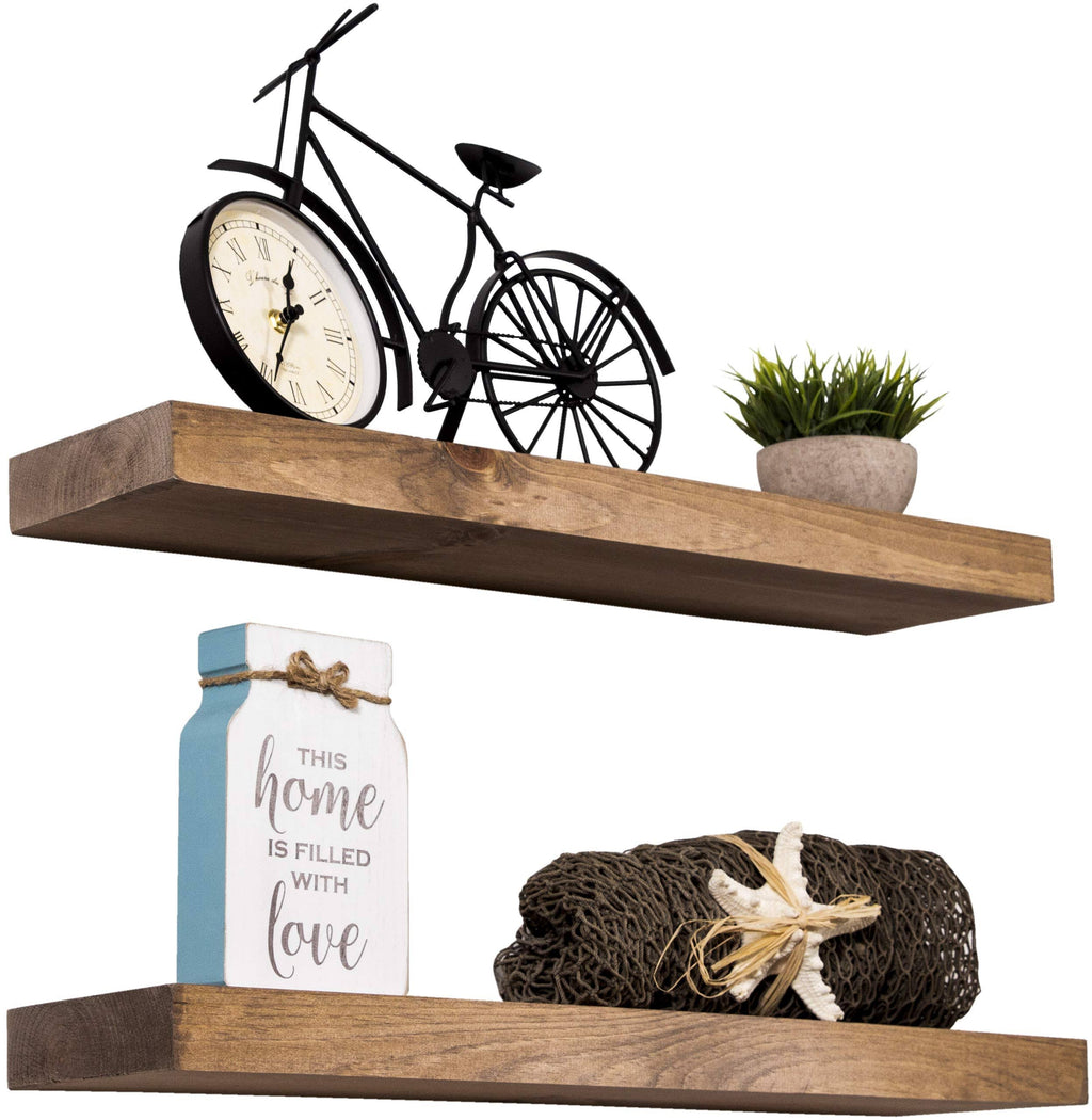 Rustic Wood Wall Shelf Set of 2 C9636