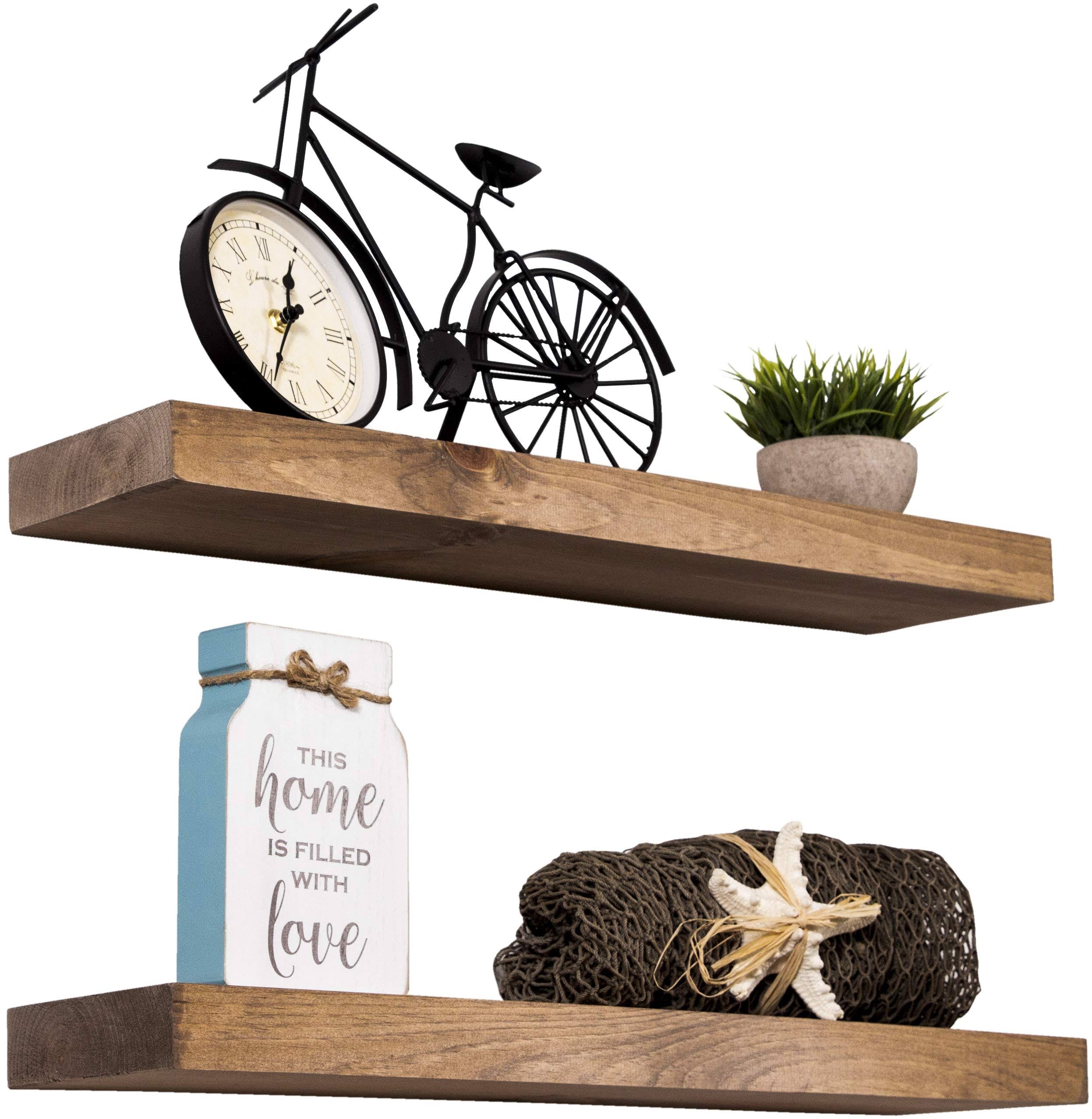 Rustic Wood Wall Shelf Set of 2 C9636