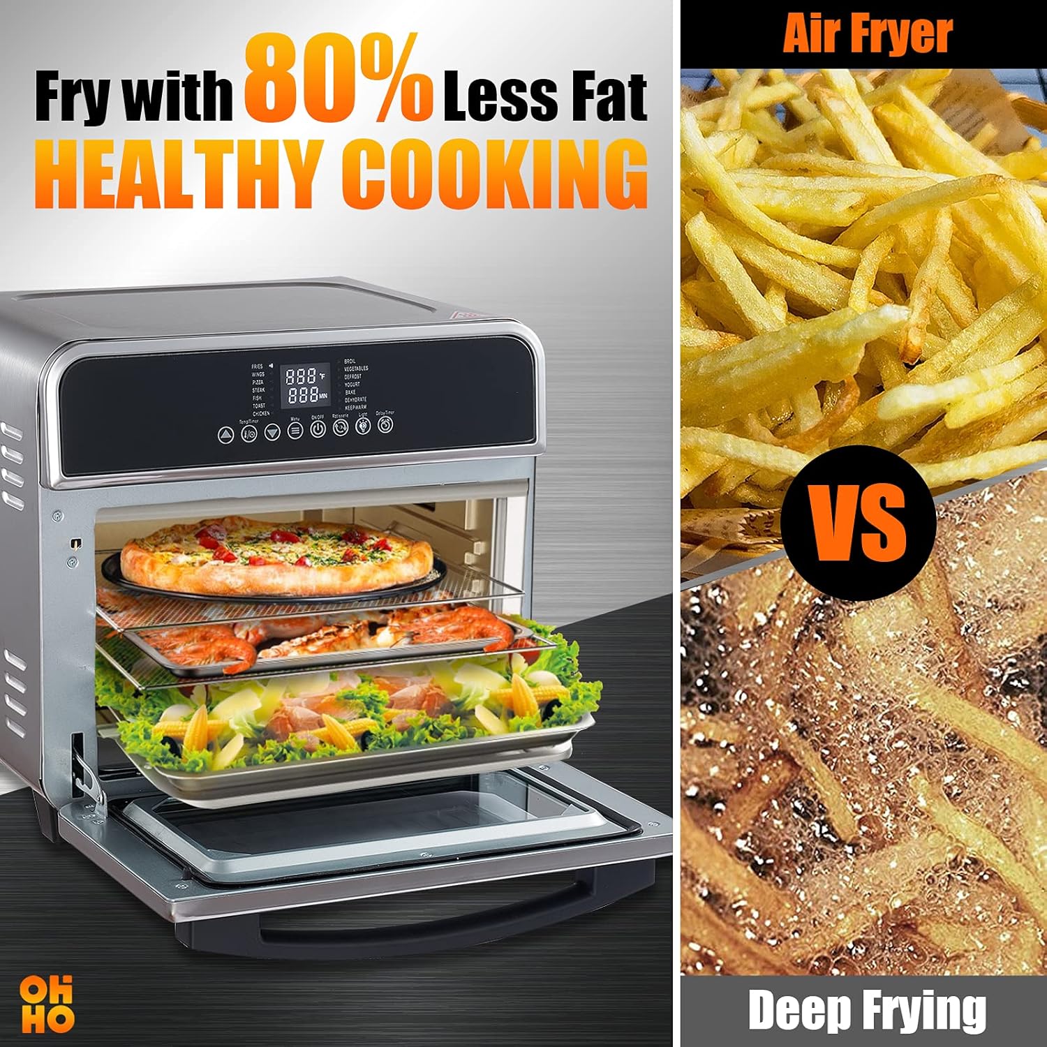 15L Stainless Steel Air Fryer Toaster Oven B878