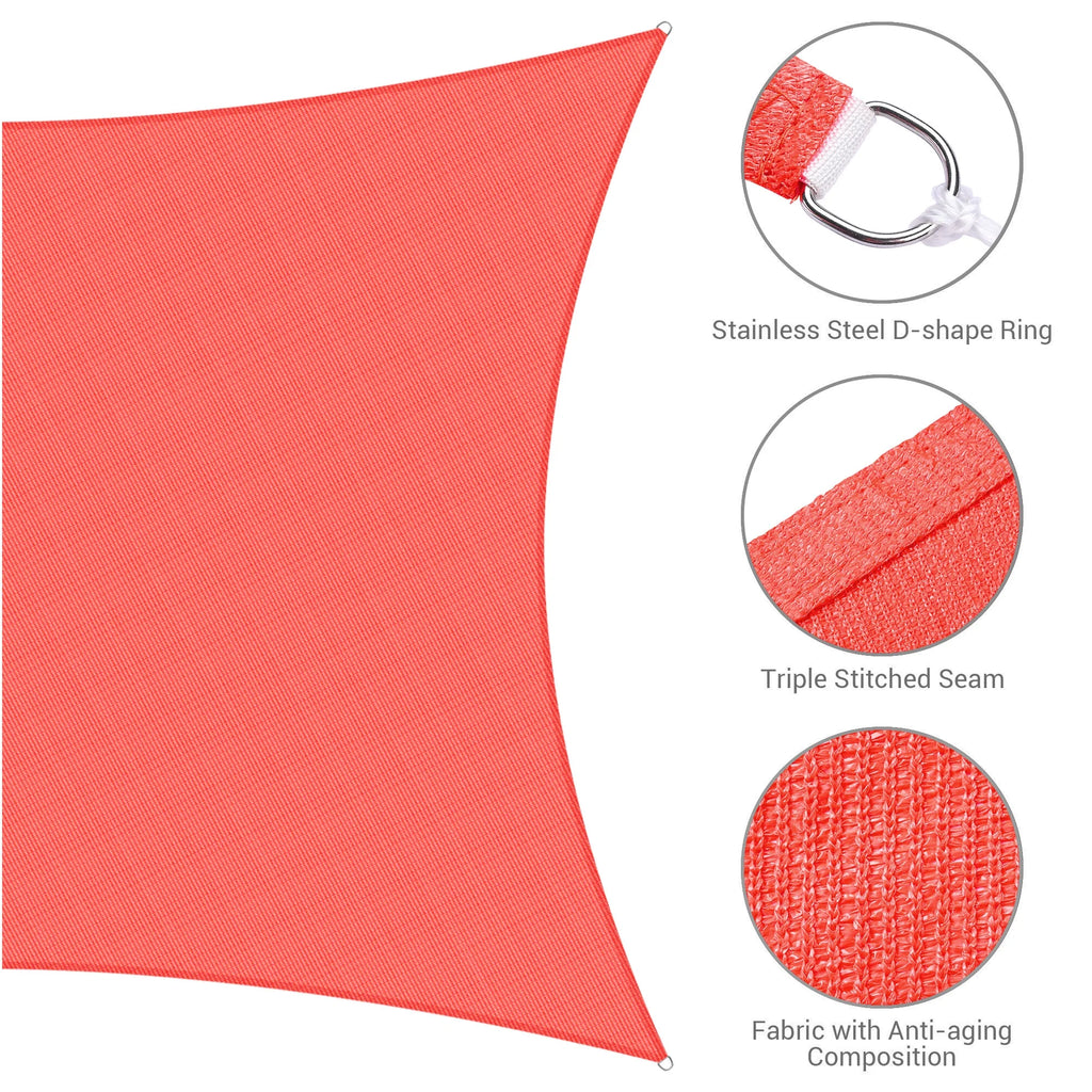 Watermelon Red 20x16Ft Rectangle Sun Shade Sail D844
