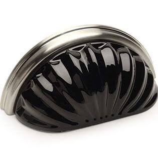 Satin Nickel with Black Glass Cabinet Cup Pull - 10 Pack Z394672