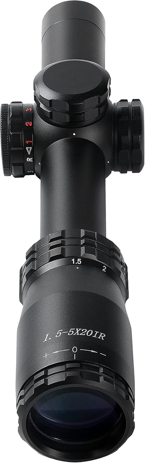 1.5-5X20mm 1-inch Tube Rifle Scope with Green and Red Illumination Reticle A57053