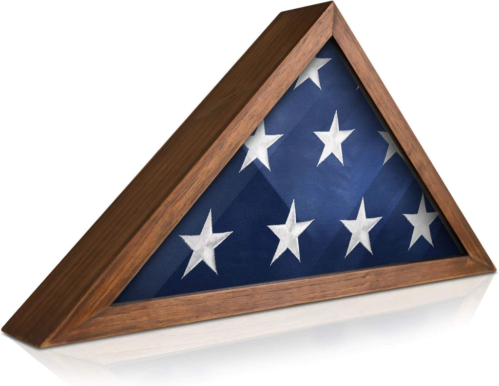 Whitewashed Solid Wood Military Flag Display Case C394941