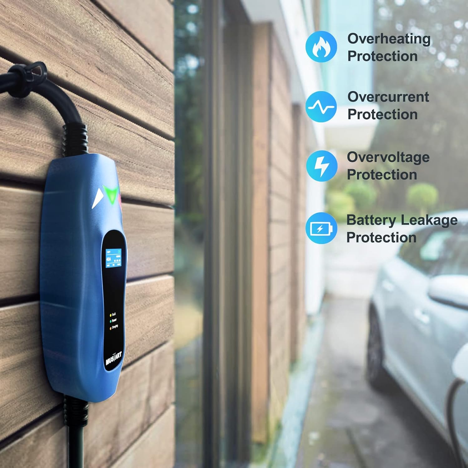 Portable EV Charger 40 Amp 240 Volt 25ft Cable with NEMA 14-50P S816