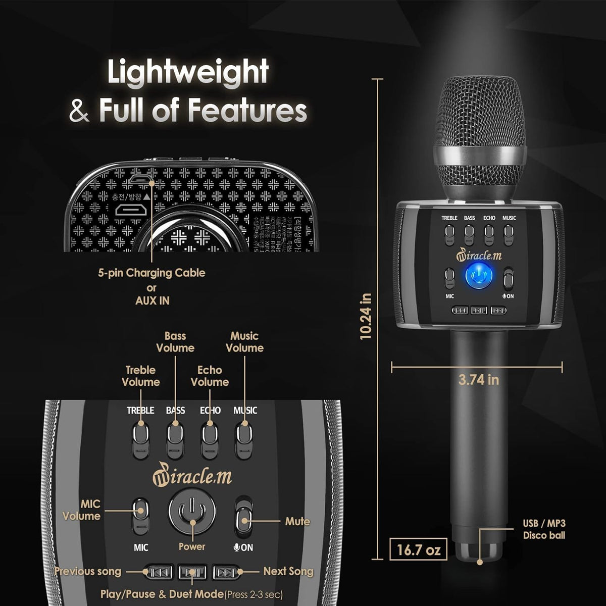 Bluetooth Wireless Karaoke Microphone with Speaker S994