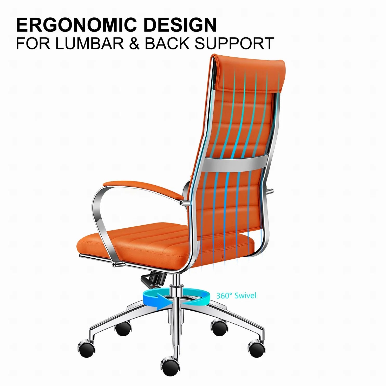 Orange High Back Vegan Leather Swivel Office Chair with Armrest X36191