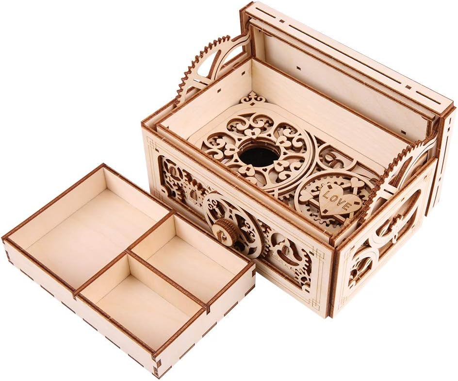 3D Mechanical Treasure Box Wooden Puzzles Pack of 2 B12008