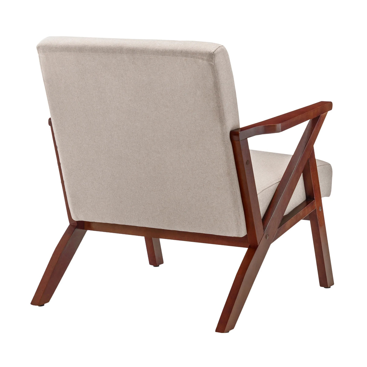 Sandy Beige Fabric Accent Chair with Espresso Frame N716