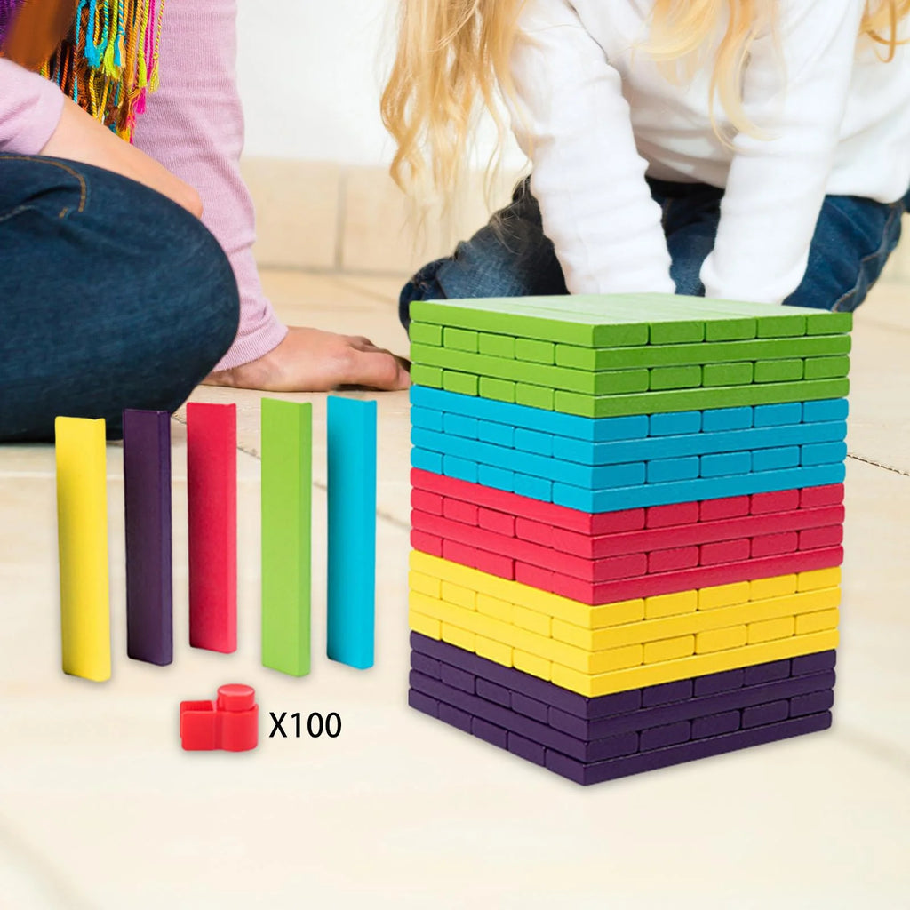 100 Pieces Wooden Blocks Stacking Game Building Kits Board Games V38452