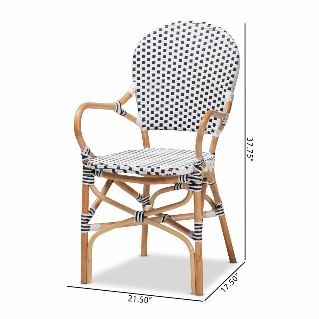 Black and White Rattan 2-Piece Dining Chair Set K53789