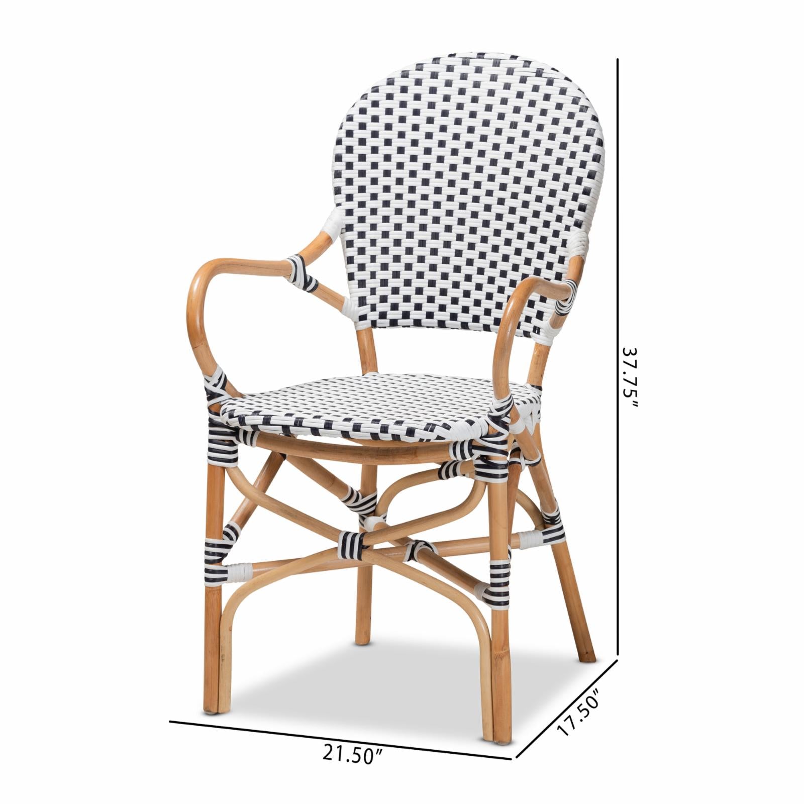 Black and White Rattan 2-Piece Dining Chair Set K53789