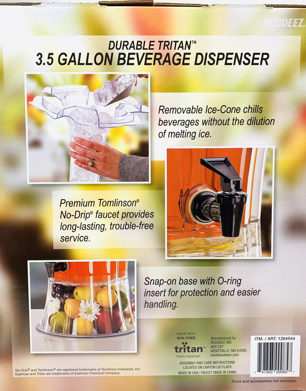 3.5 Gallon Beverage Dispenser with Removable Ice-Cone K216869