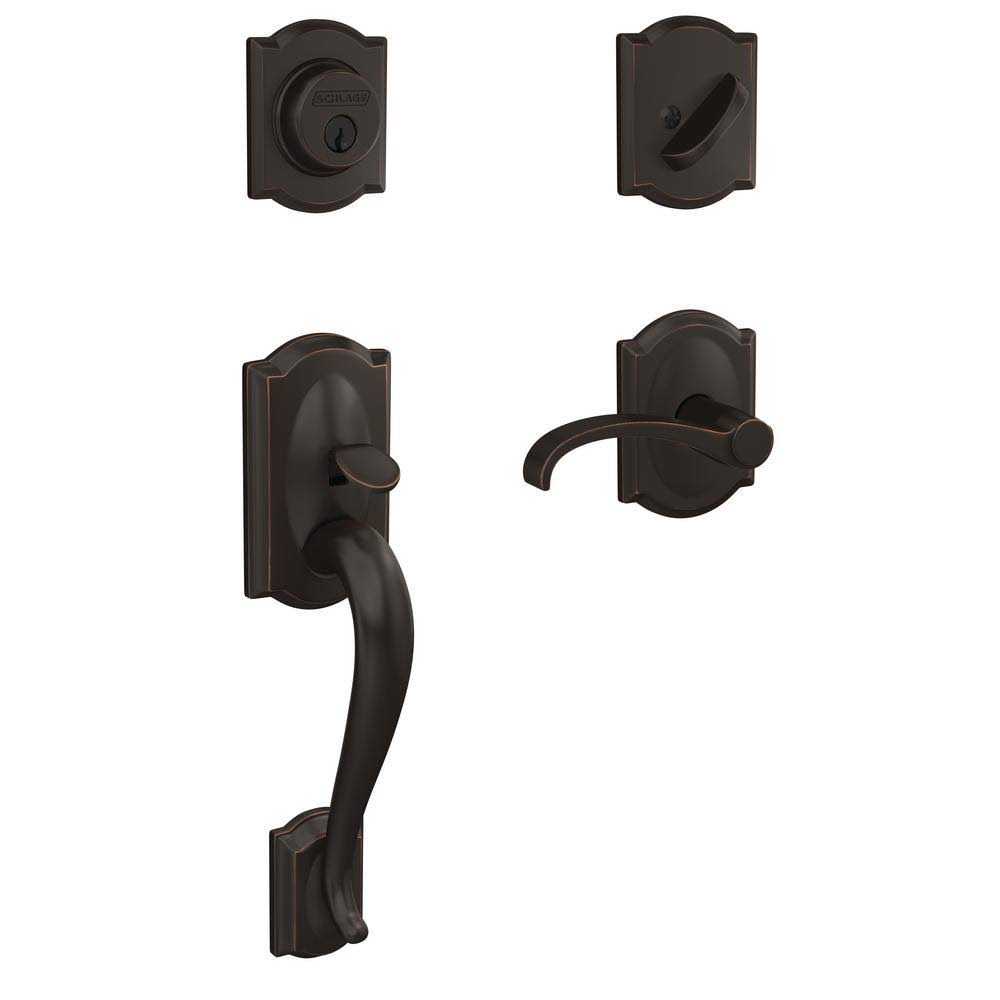 Aged Bronze Single Cylinder Door Handleset with Lever X87732
