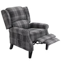 Gray Check Upholstered Recliner Chair with Adjustable Footrest and Side Pocket C748