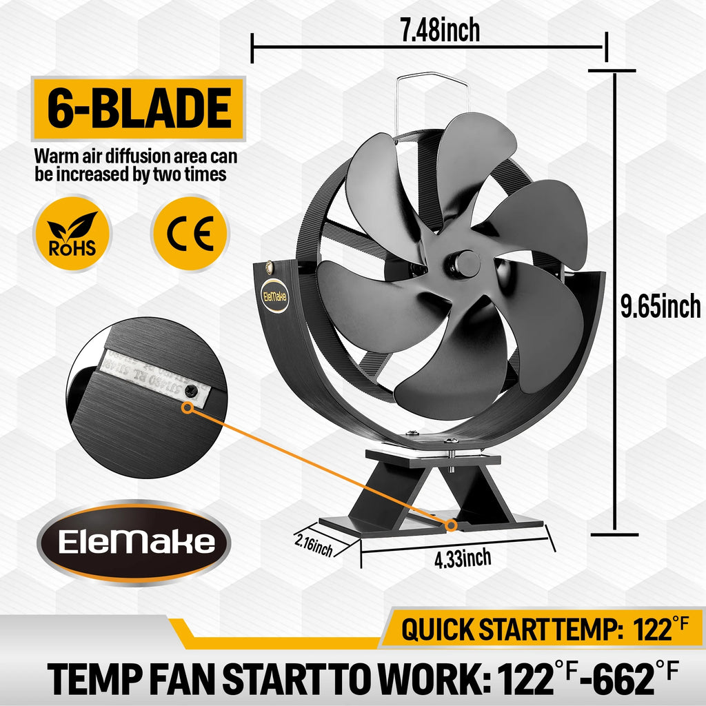 6-Blade Heat Powered Fireplace Fan R588024