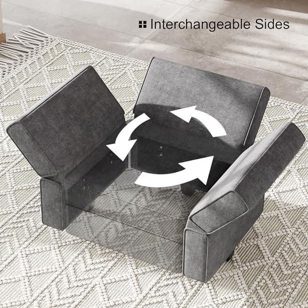 Black Fabric Modular Sectional Sofa with Ottoman N4719