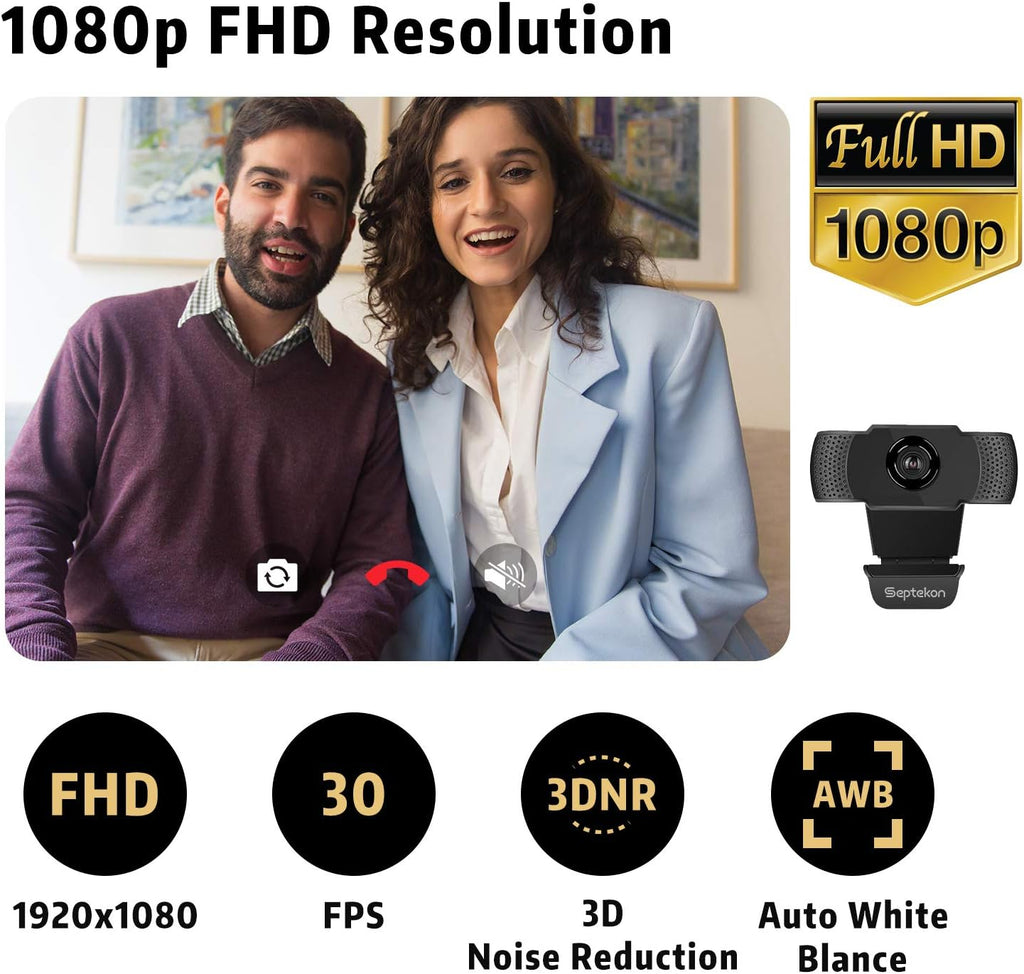 1080P HD Webcam with Microphone, USB PC Camera E780