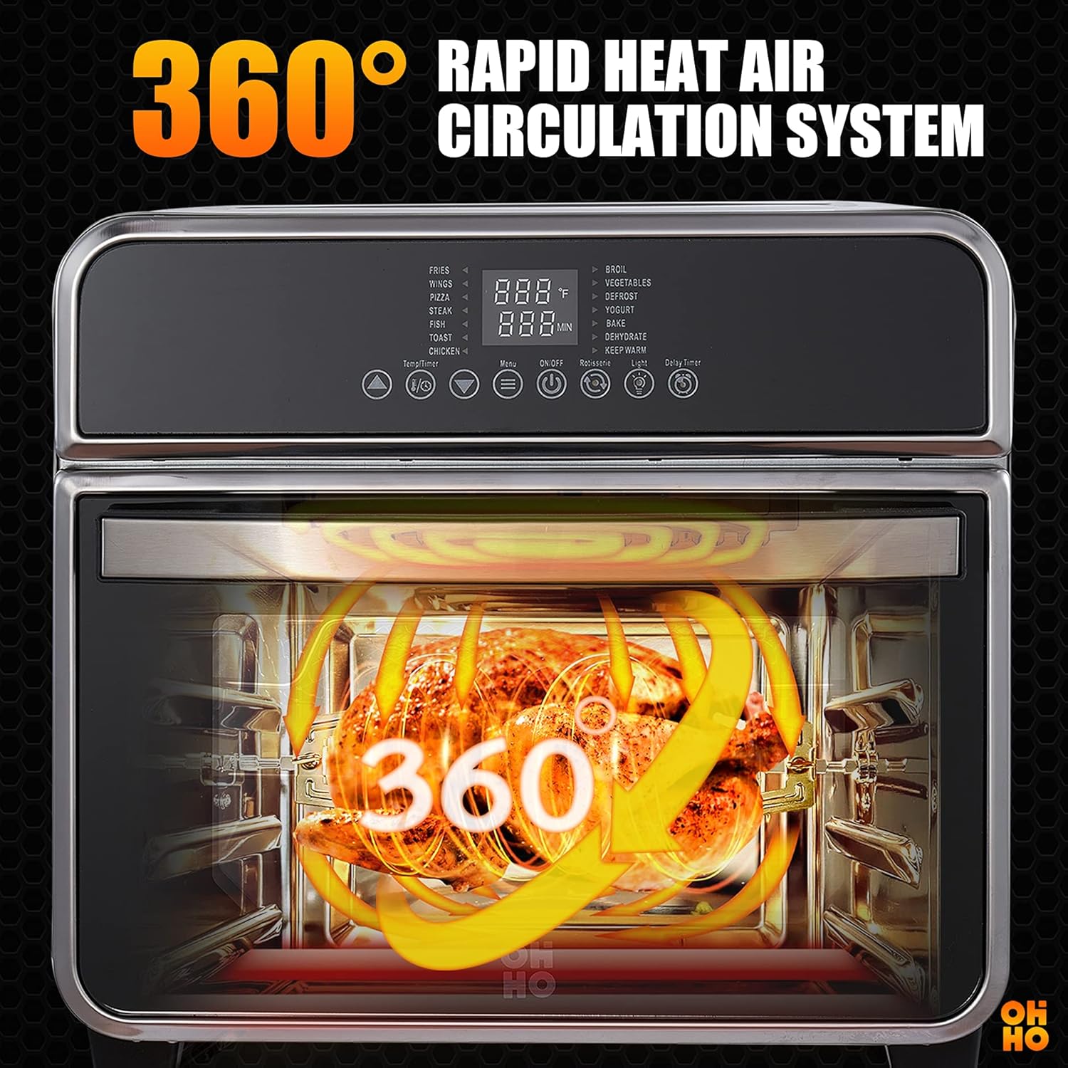 15L Stainless Steel Air Fryer Toaster Oven B878