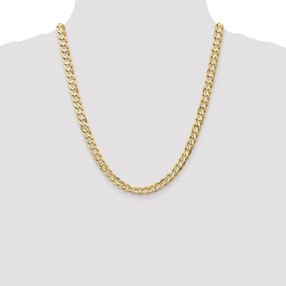 14kt Yellow Gold 22 inch Open Concave Curb Chain with Lobster Clasp L828773
