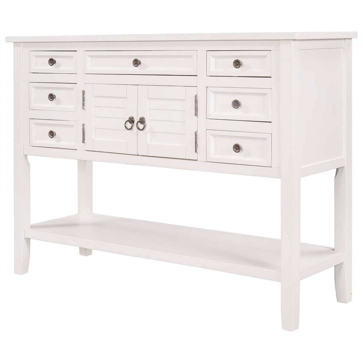 Green 7 Drawer Console Table with Cabinet E2802