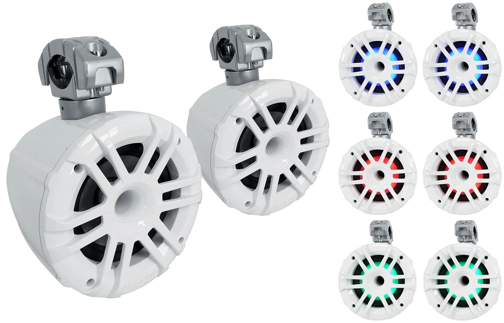 White 6.5" Marine Wakeboard Tower Speakers with Bluetooth Receiver Z8056