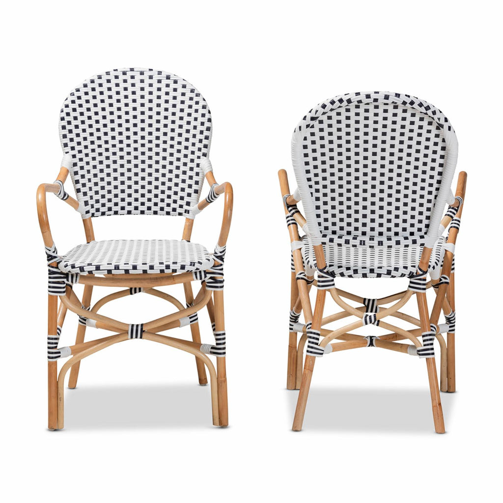 Black and White Rattan 2-Piece Dining Chair Set K53789
