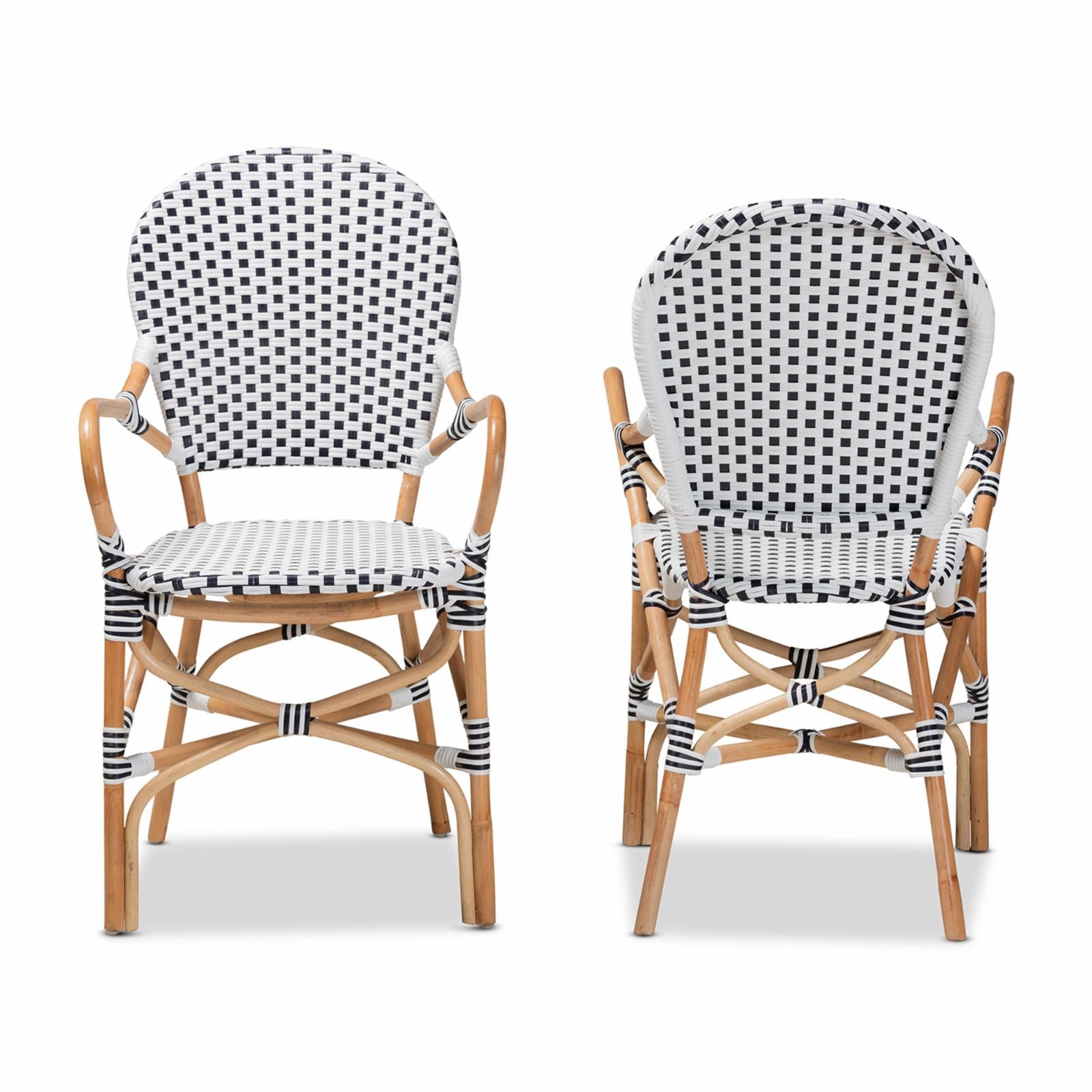 Black and White Rattan 2-Piece Dining Chair Set K53789