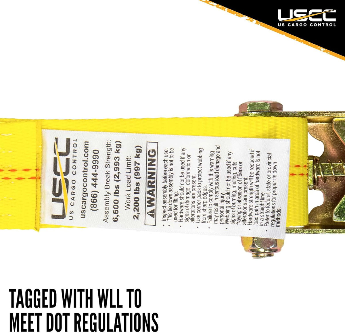 2 Pack Yellow 2 Inch x 20 Foot Ratchet Straps with Snap Hook K104101