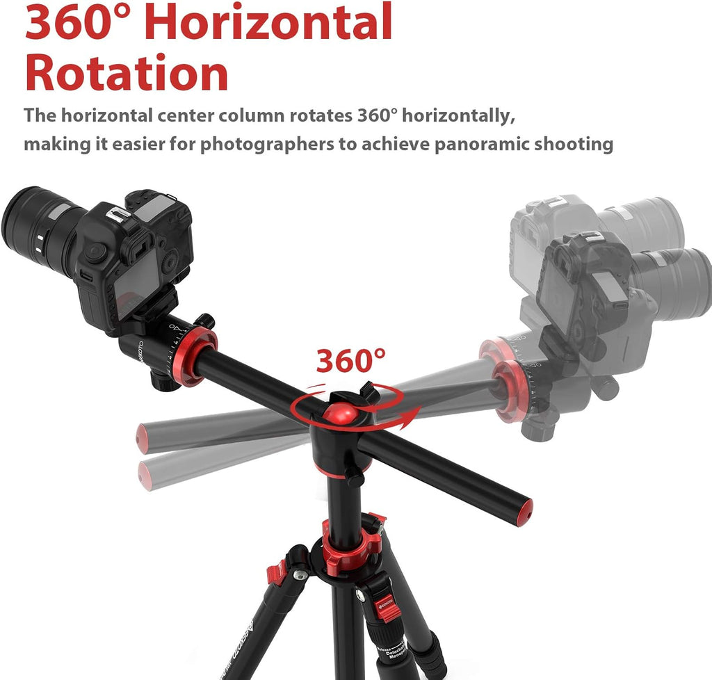 Aluminum Tripod with 360-Degree Ball Head and Rotatable Center Column, 75-Inch T265466