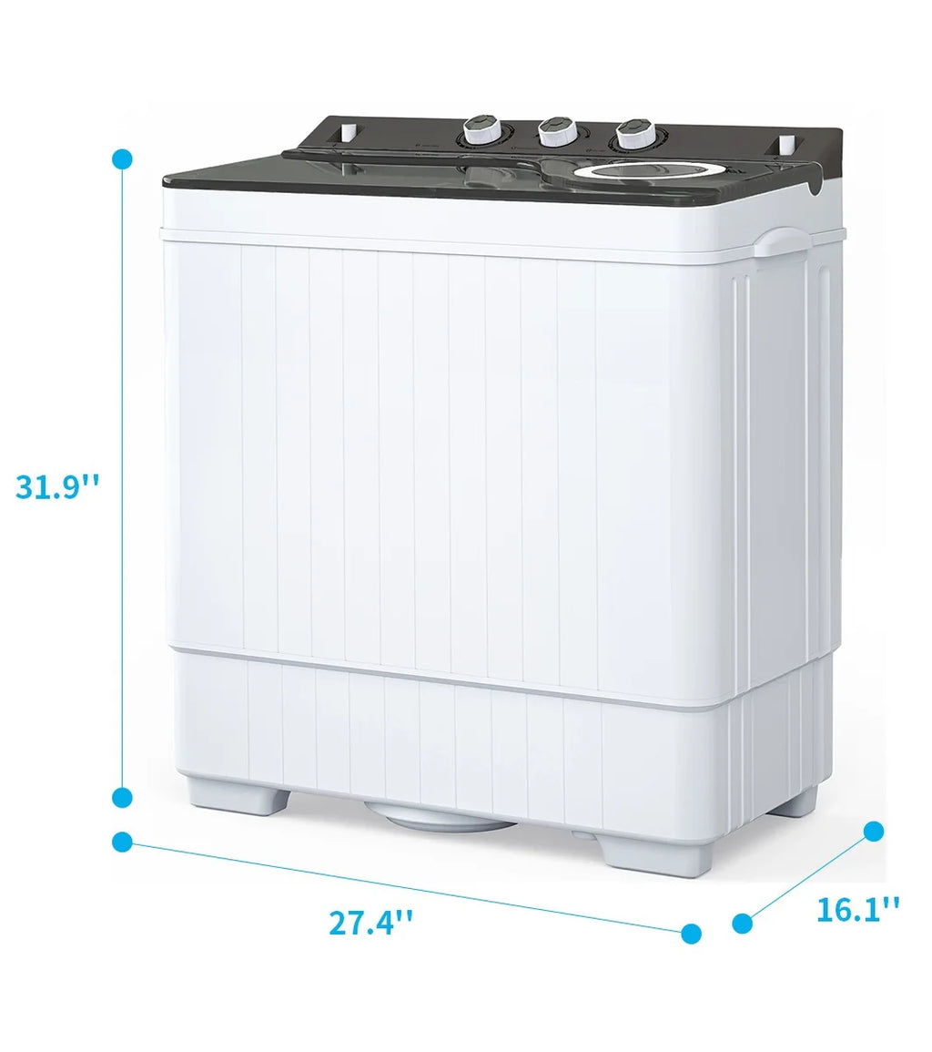 Semi-automatic Twin Tub Washing Machine, 26Lbs, White & Grey H558891
