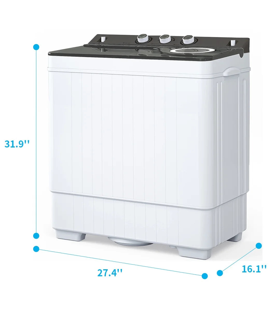 Semi-automatic Twin Tub Washing Machine, 26Lbs, White & Grey H558891