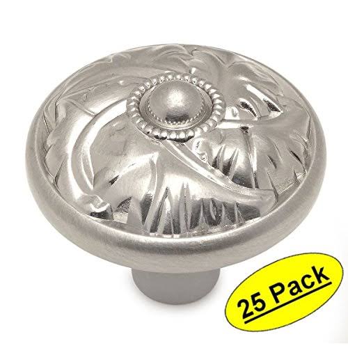 Satin Nickel Round Floral Cabinet Knob 25 Pack S8056