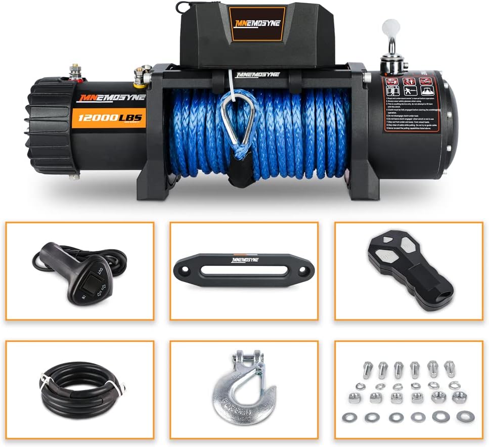 12000LBS Synthetic Rope Electric Winch Kit with Hawse Fairlead U275