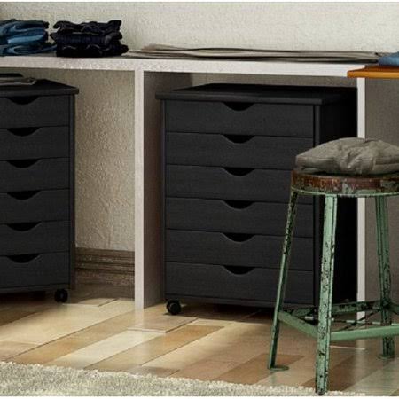 Black 6 Drawer Rolling Storage Chest J658448