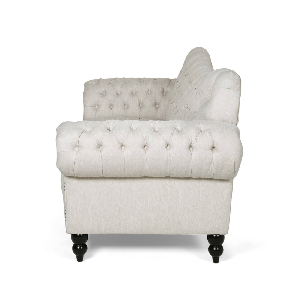 Charcoal Button Tufted Fabric 3 Seater Sofa C33972