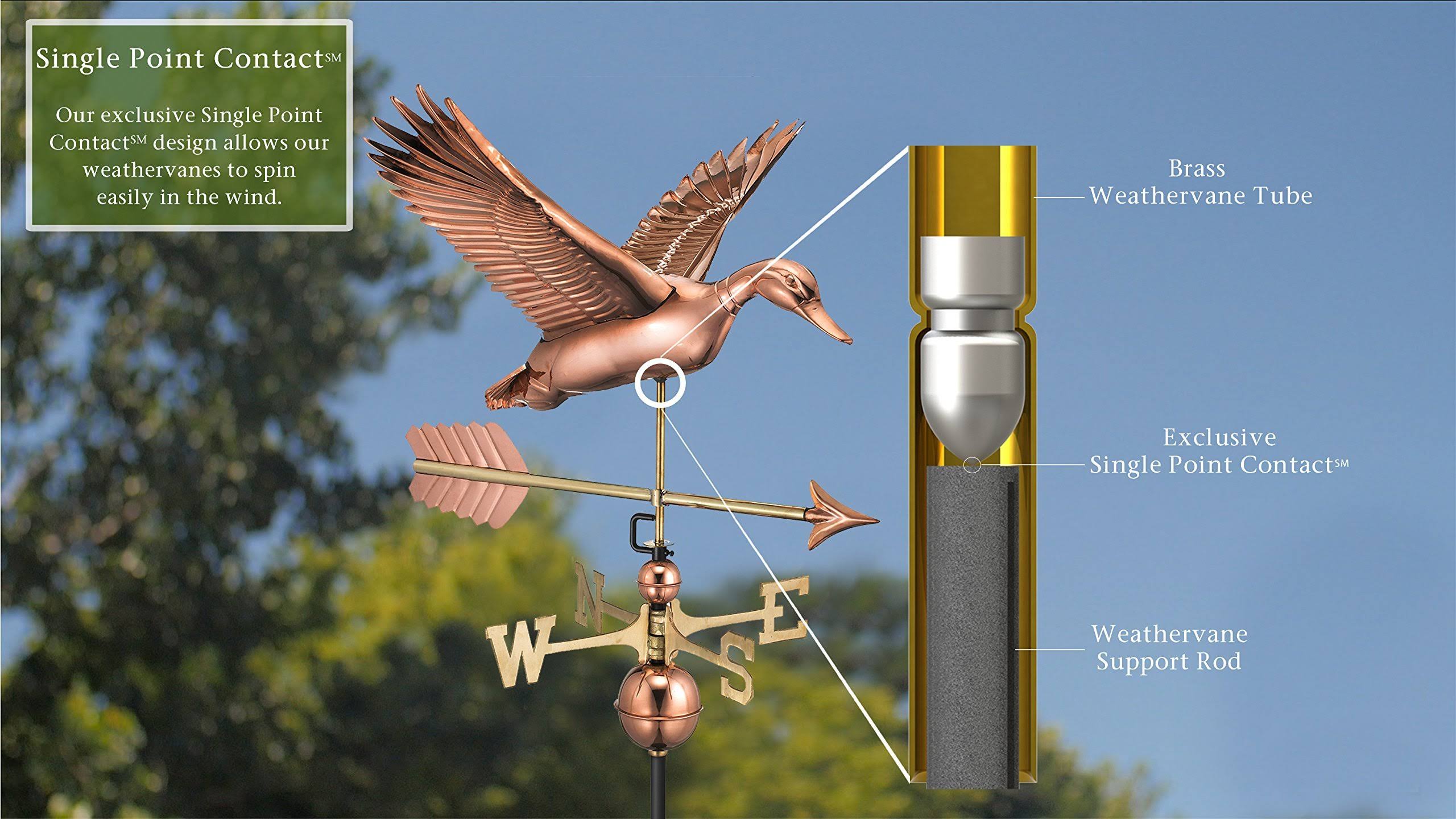 Flying Duck with Arrow Weathervane - Pure Copper M412