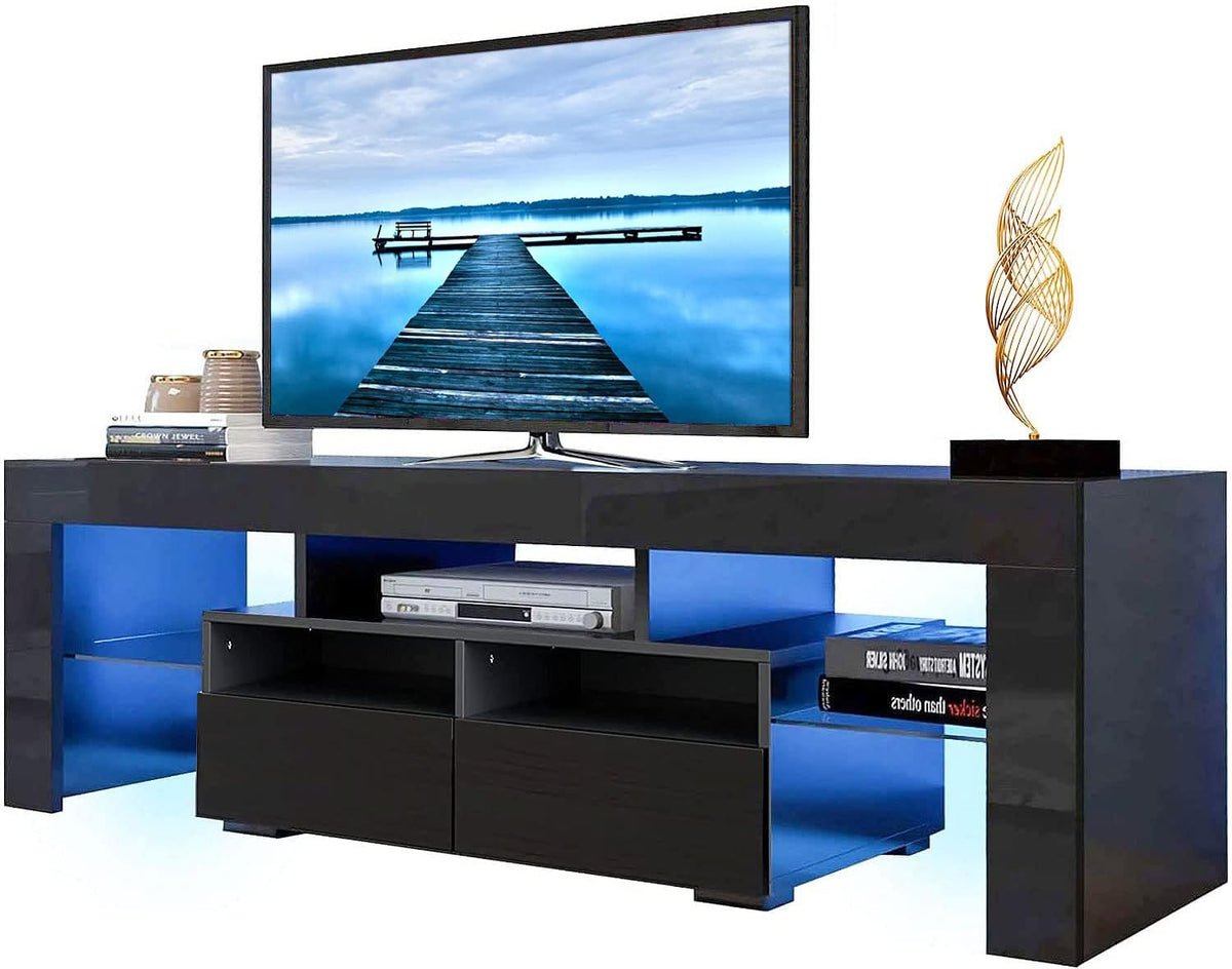White High Gloss LED TV Stand with Storage Drawer Q2511
