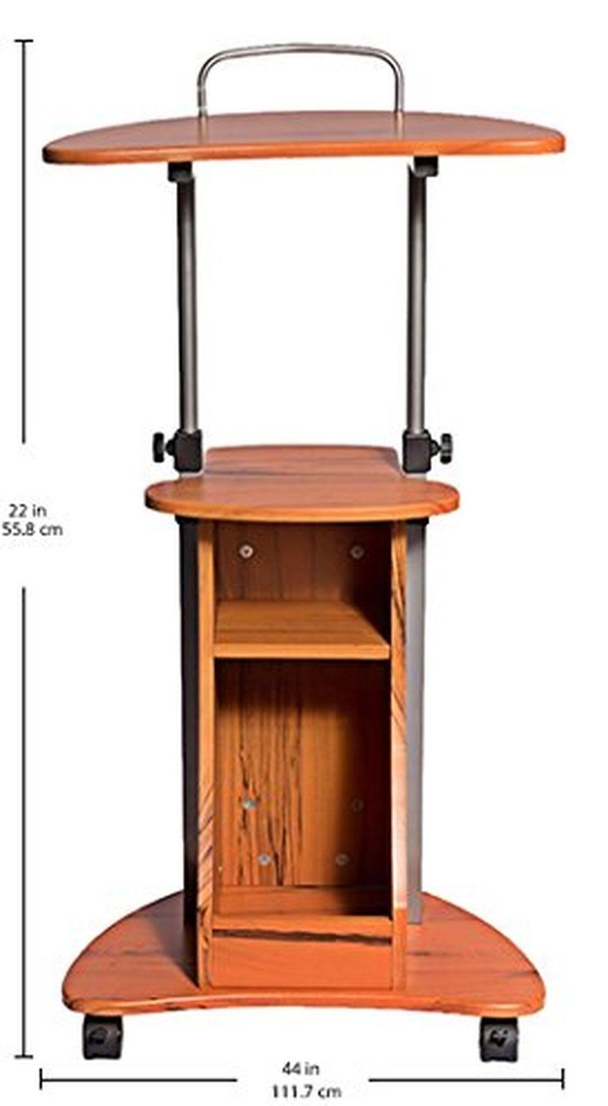 Woodgrain Adjustable Height Laptop Cart with Storage M75149